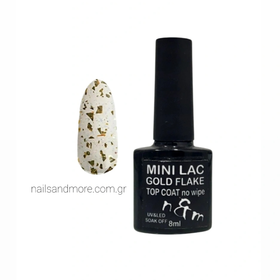 MINI-GOLD-FLAKE-TOP-logo n&m Mini Gold Flake No Wipe Top Coat 8ml - Image 1
