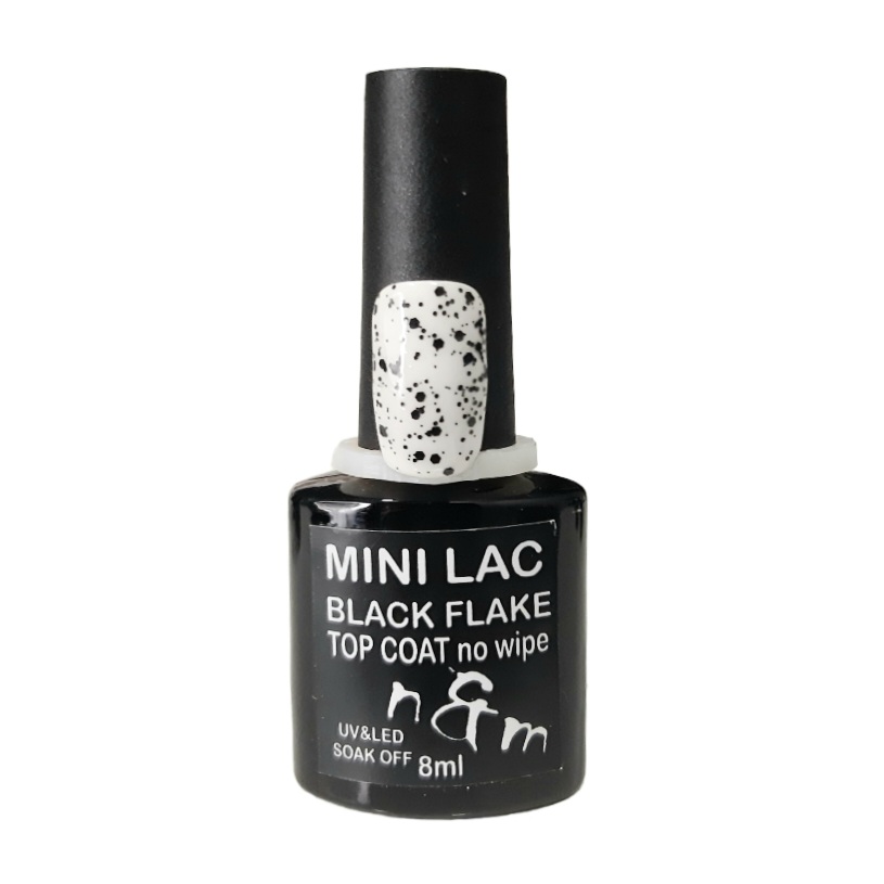 black-flake n&m Mini Black Flake No Wipe Top Coat 8ml - Image 1