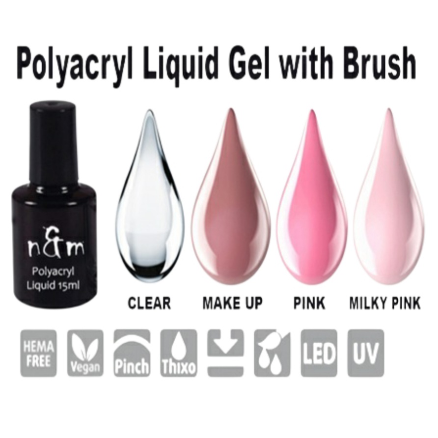 LIQUID-POLYACRYGEL n&m BIAB Liquid Polyacrygel με πινελάκι 15ml - Image 1