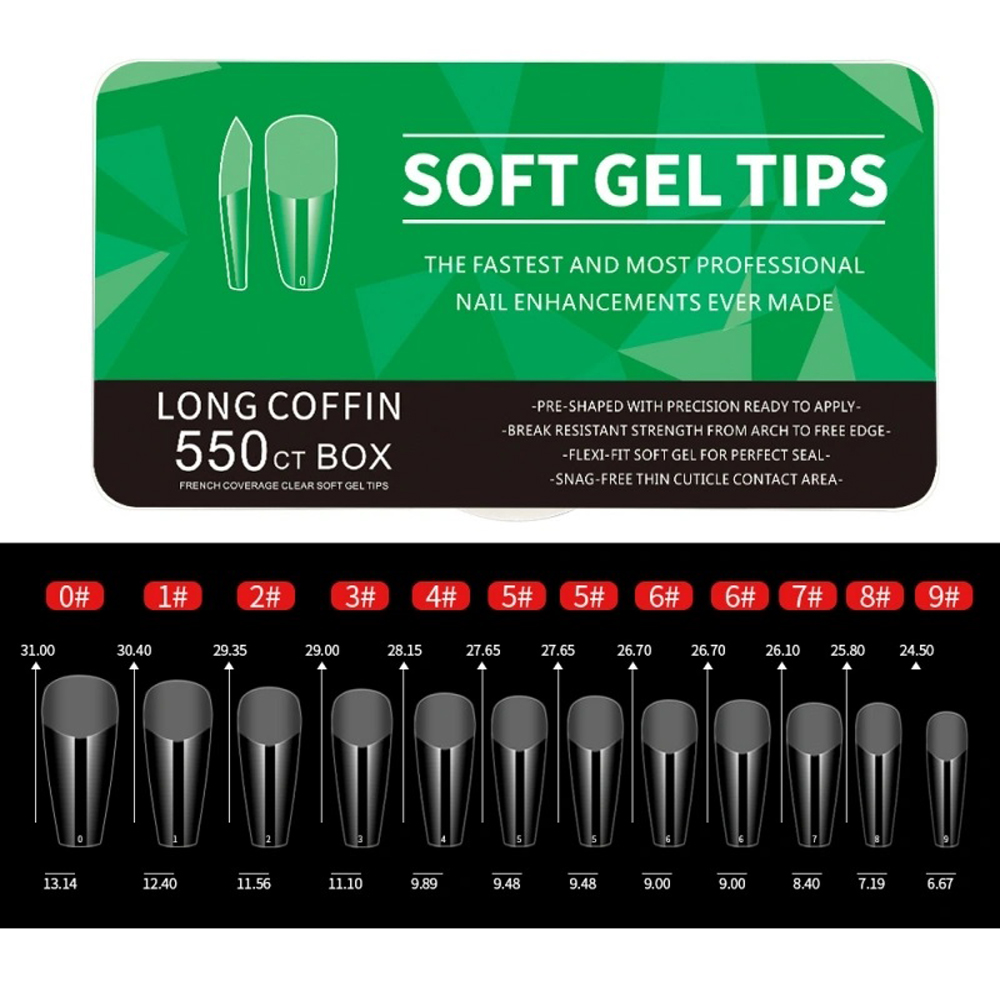 LONG-COFFIN-550-1 Soft gel tips Long Coffin 550τεμ - Image 1