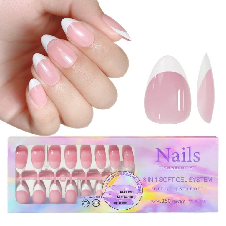 french-soft-gel-tips-3in1-no5 Soft gel tips Medium Almond 550τεμ - Image 1