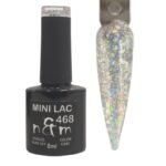 n&m Ημιμόνιμο βερνίκι 8ml no468 διάφανο με χοντρό ιριδίζον glitter