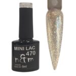 n&m Ημιμόνιμο βερνίκι 8ml no470 διάφανο με ιριδίζον glitter
