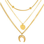 Τριπλό Χρυσό Κολιέ από ατσάλι Lunatum