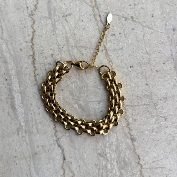 Βραχιόλι από ατσάλι χρυσό Hailey με bold αλυσίδα