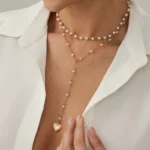 Διπλό χρυσό κολιέ με πέρλες Doublepearl