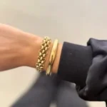 Λεπτομέρεια bold αλυσίδας στο βραχιόλι από ατσάλι χρυσό Hailey