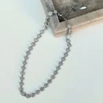 Ατσάλινο ασημένιο κολιέ με ζιργκόν Strassea